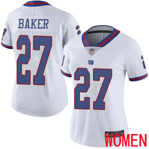 Women New York Giants #27 Deandre Baker Limited White Rush Vapor Untouchable Football NFL Jersey->women nfl jersey->Women Jersey